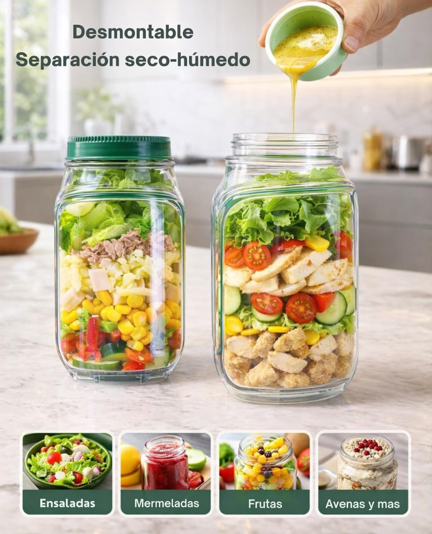 Contenedor de Ensalada perfecta para tus comidas fuera de casa