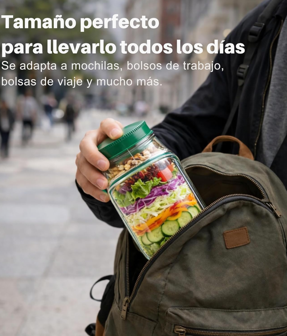 Contenedor de Ensalada perfecta para tus comidas fuera de casa