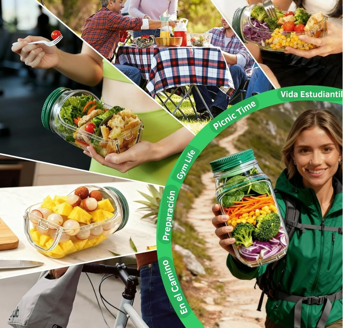 Contenedor de Ensalada perfecta para tus comidas fuera de casa