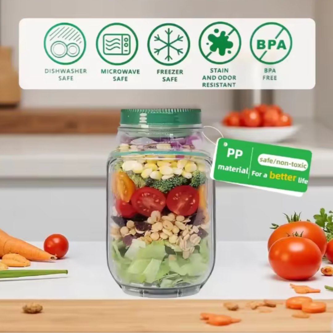 Contenedor de Ensalada perfecta para tus comidas fuera de casa